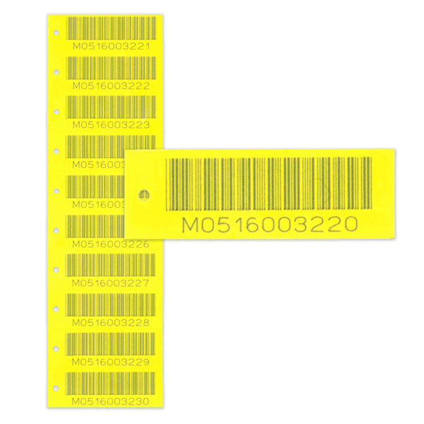yellow snap-off asset tags
