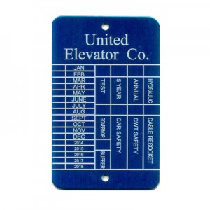 blue elevator tag