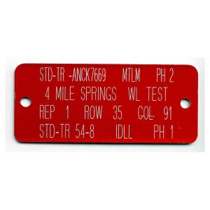 red metal tree tag