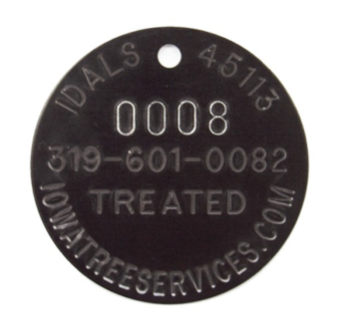 tree tag with arc text