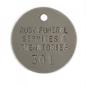 crematory tag with serial number