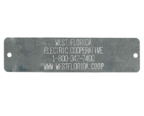 West Florida Power Pole Tag Sample Plain Aluminum