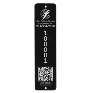San Patricio Electric Cooperative Power Pole Sample Tag