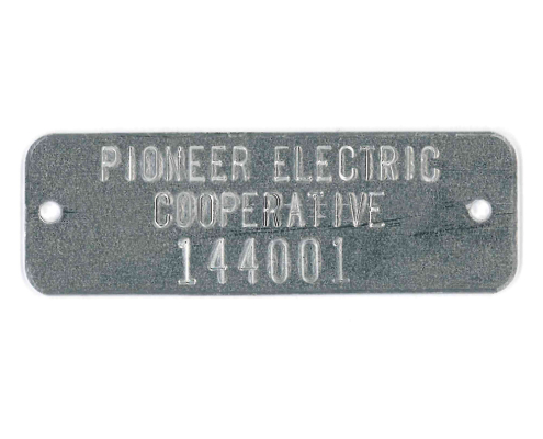 ELECTRIC COOPERATIVE POLE TAG SAMPLE NUMBERED
